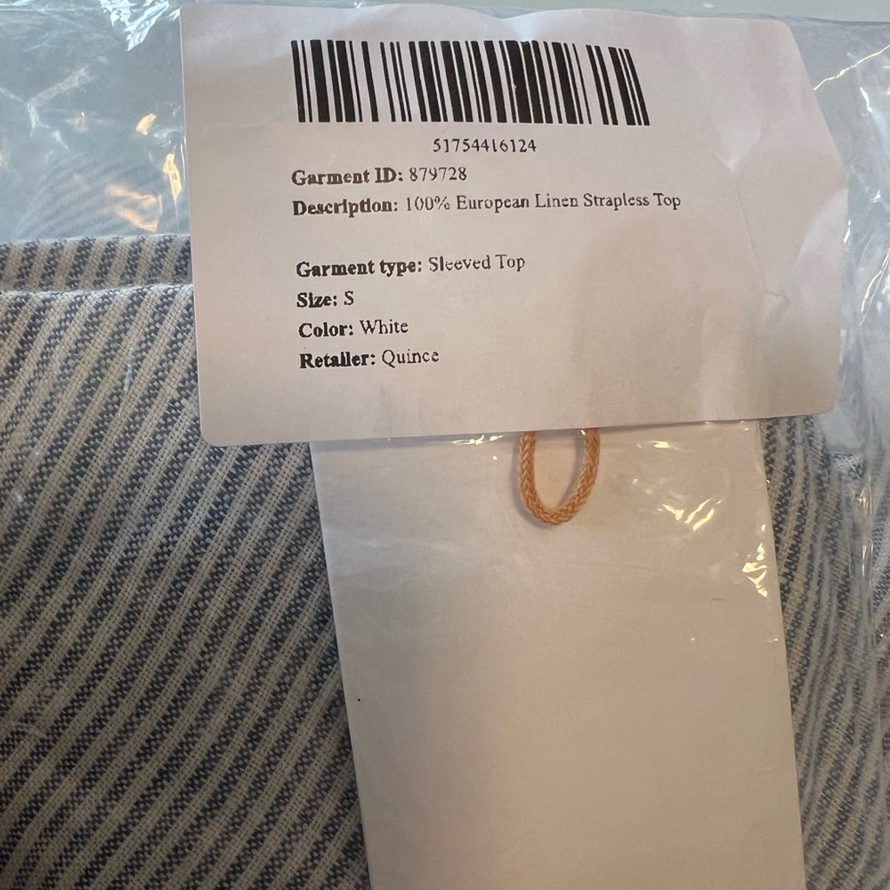 Quince pinstripes blue white Linen Strapless Top 100% European linen - Picture 3 of 5